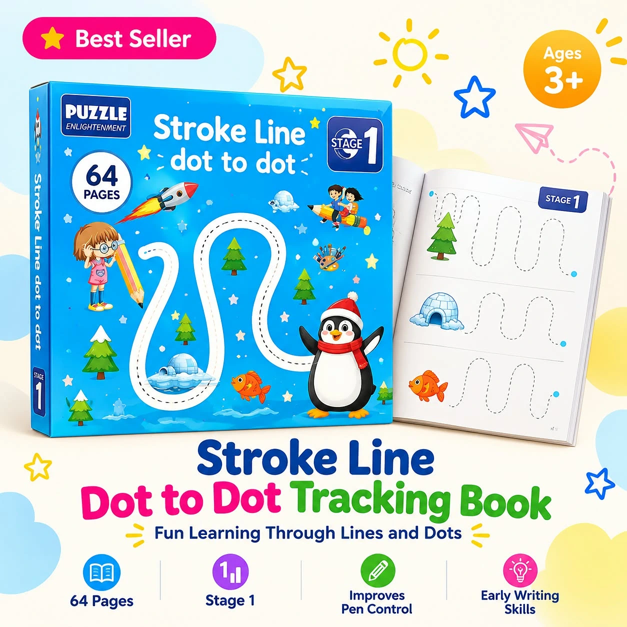 Stroke Line Dot to Dot Tracking Book
